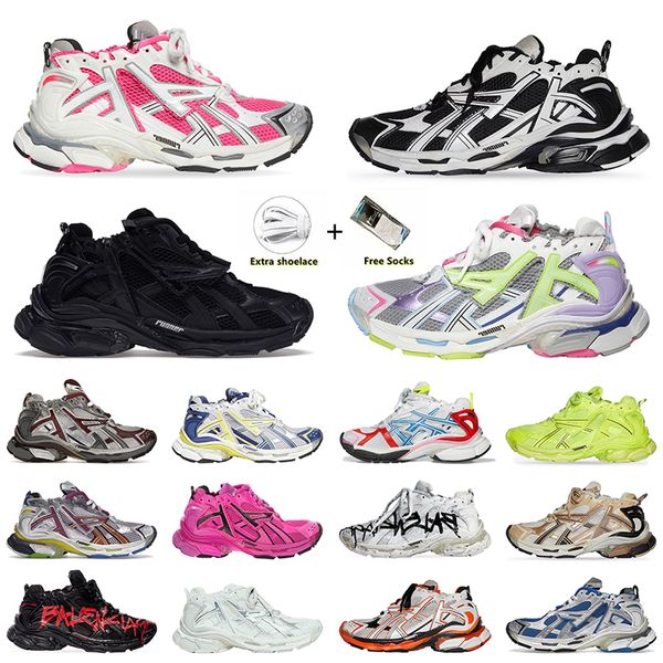 Belanciaga Runners 7.0 Scarpe casual da uomo Graffiti Pelle nera Free Grigio Viola chiaro Giallo neon Bianco Luxury Brand Donna Uomo Sneakers di grandi dimensioni Scarpe da ginnastica dh gate