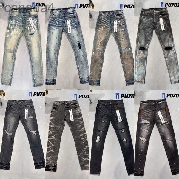 Herren Lila Jeans Designer Mode Distressed Ripped Bikers Damen Denim Cargo für Männer Schwarze Hosen Retro Streetwear Casual Jogginghose Designer Jogger Hose W2GG