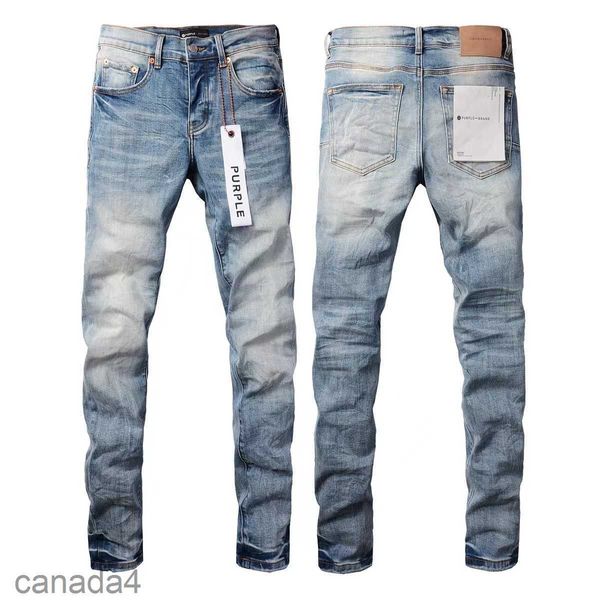 Jeans viola da uomo di design ricamo trapuntato strappato per tendenza marchio vintage pantaloni casual solido classico dritto Jean maschio moto Rock Revival KJCA HLAD