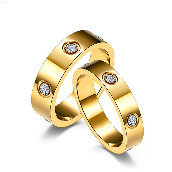 Klassischer Luxusschmuck Zirkon Echt 18 Karat vergoldet Nagelfingerring Damen-Edelstahl-Diamantringe