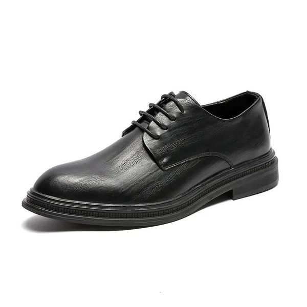 Erkekler deri elbise ayakkabıları moda gündelik sivri düğün damat ayakkabıları erkek için kore versiyonu düz renk lüks ayakkabı erkek 240118