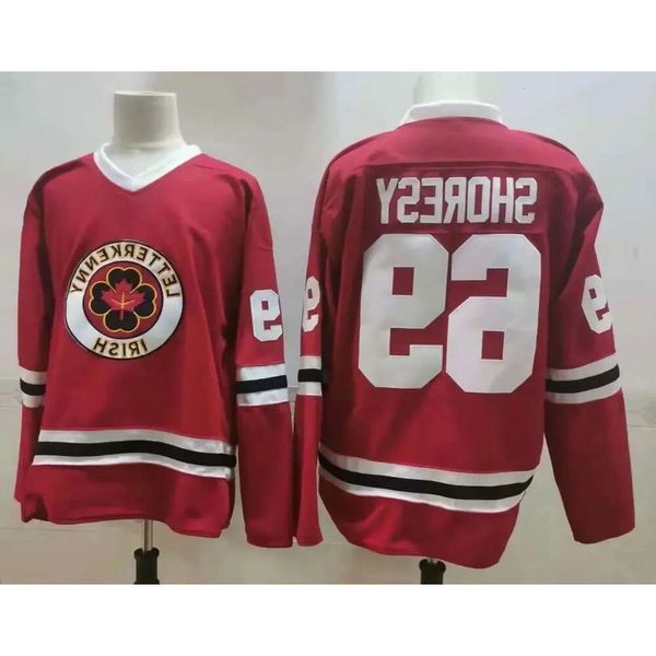 Shoresy Kooy # 69 Serie de TV Letterkenny Hockey Jerseys Irlandés Cosido Hombres Verano Navidad Rojo Cosido Camisas M-X Hig