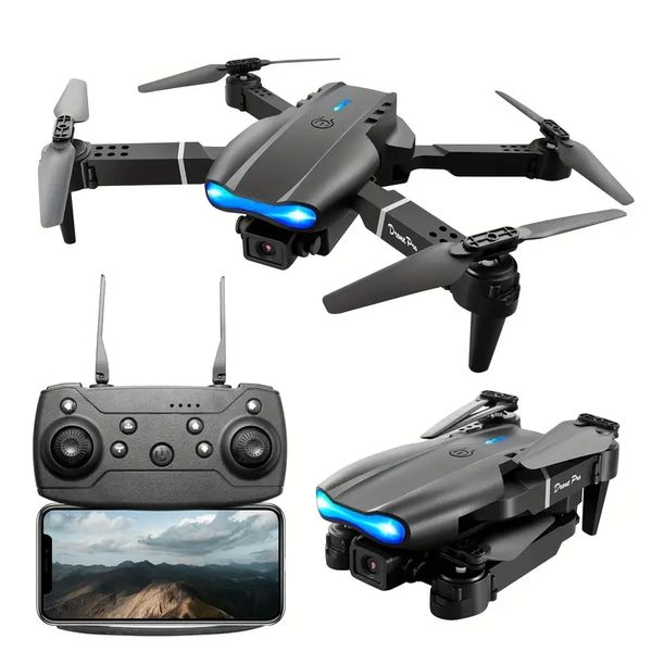 E99 Pro Drone com câmera HD, WiFi FPV HD duplo dobrável RC Quadcopter Altitude Hold, brinquedos de controle remoto para iniciantes, coisas para adolescentes presentes masculinos