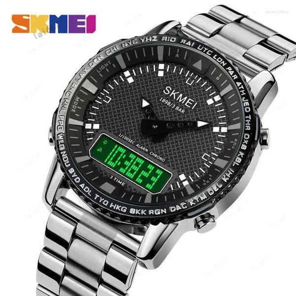 Relógios de pulso SKMEI Top Quartz Relógio Eletrônico para Mens 3Time LED Cronômetro Digital Dual Display Sport Relógios Homem