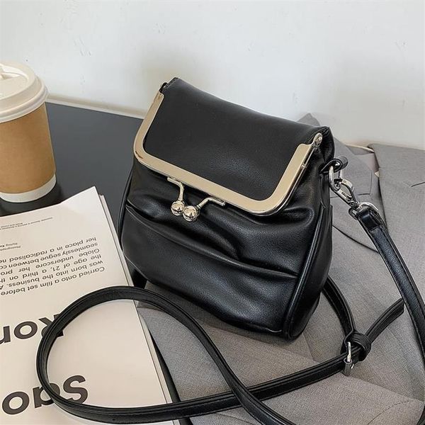 Sagne a tracolla Donne Clip Fashion PU Leather Kiss Lock Borse Crossbody 2021 Female Messenger Cute Telefono Pulses255f