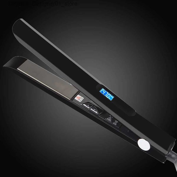 Alisadores de cabelo RUCHA Alisador de cabelo Ferros Placa de titânio MCH Aquecimento rápido Display LCD Flat Iron para estilo rápido de cabelos cacheados e retos Q240124