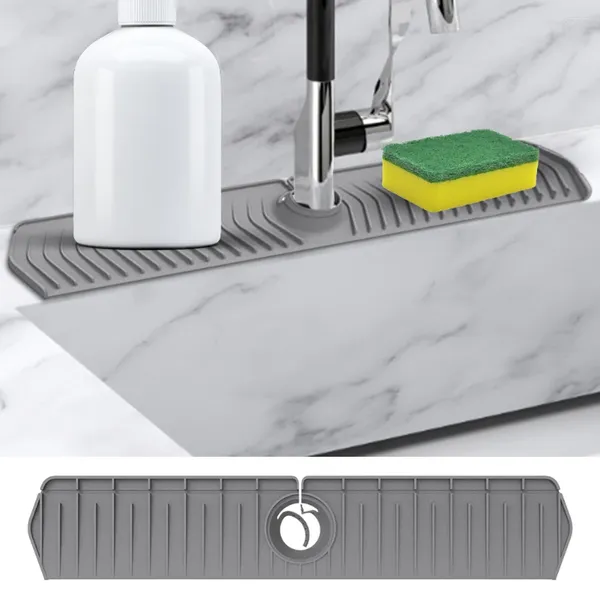 Tappetini da tavolo Tappetino antispruzzo per lavello da cucina in silicone Facile da installare dietro la protezione del rubinetto Drenaggio rapido per il bancone del bagno