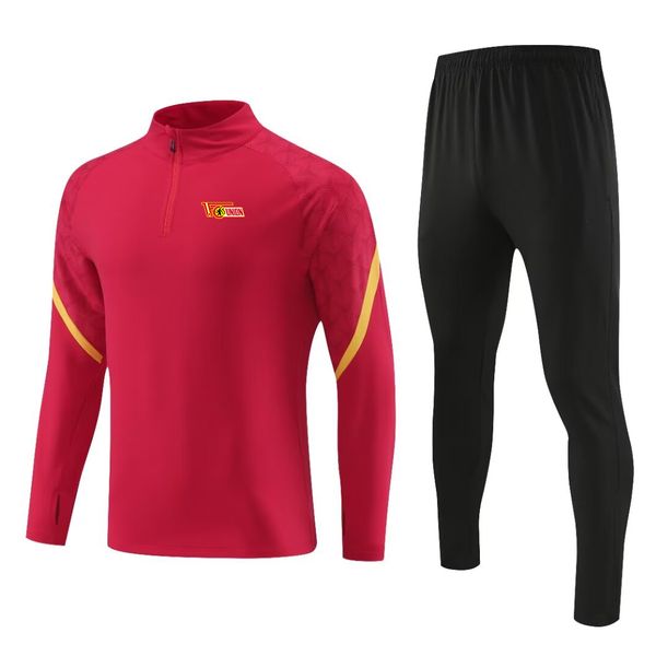 1. FC Union Berlin Masculino casual roupas esportivas infantis moda ao ar livre terno esportivo meio zíper manga comprida respirável jaqueta esportiva casual