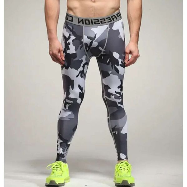 Calças de compressão masculinas elásticas e de secagem rápida camuflagem do exército joggers leggings calças justas fitness moda calças casuais roupas 21 cores 644
