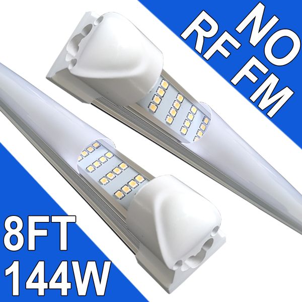 Luce per negozio a LED da 8 piedi per garage 144 W 6500 K 144000LM Luce bianca, luci per tubi a LED T8 da 8 piedi per magazzino, seminterrato, luci per negozi a LED collegabili usastock
