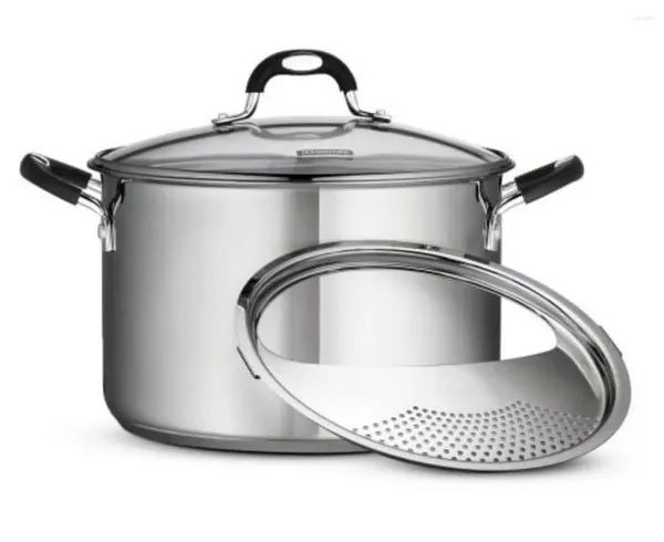 Conjuntos de panelas Tramontina Gourmet em aço inoxidável 8 Quart Lock e Drain Stock Pot Antiaderente Conjunto de panelas de cozinha