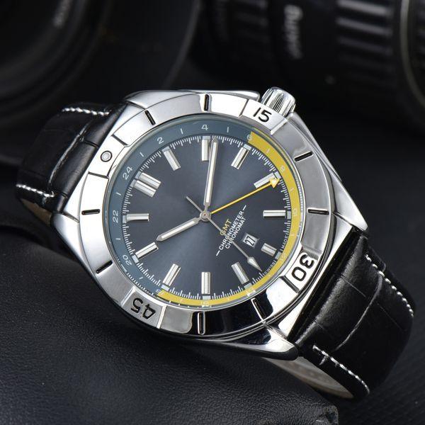 Movimento relógio Chronomat Automático AMT 40 breit relógio de quartzo de alta qualidade luxo top designer Versátil Elegante Relógio Esportivo pulseira de couro