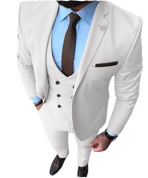 Melhor homem terno casamento entalhado lapela volta ventilação um botão noivo smoking terno do noivo 3 peças (blazer colete calça) ternos smoking cor pura designer de moda