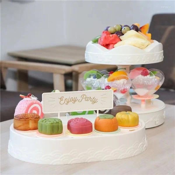 Bakeware Araçları Otomatik Dönen Tatlı Masası Döner Suşi Makinesi Çift Katmanlı Cupcakes Macarons Turntable Ekran Düğün Doğum Günü Partisi