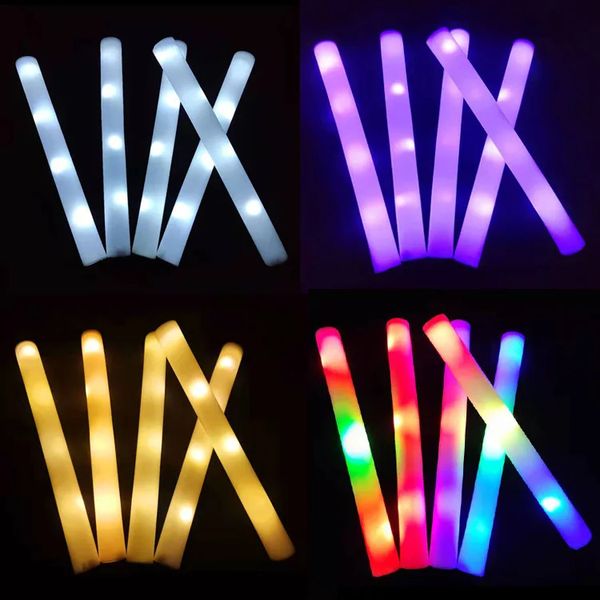 48 CM LED bastão emissor de luz cor solta RGB bastão de espuma emissor de luz tubo de torcida luz escura usado para suprimentos de festa de casamento de aniversário de Natal 240124