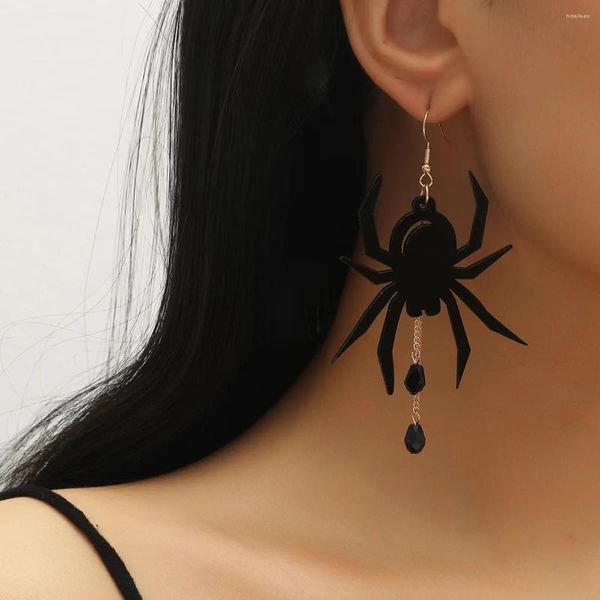 Висячие серьги на Хэллоуин, черный паук с длинной кисточкой для женщин