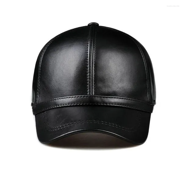 Cappellini da baseball in vera pelle di pecora da baseball da uomo cappello casual regolabile snapback moda unisex classico cappello da sole nero