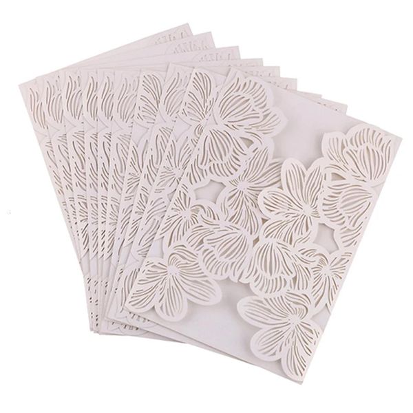 1020 pezzi fiori inviti di nozze carta carta bianca regalo di compleanno biglietto di auguri copertura matrimonio festa di fidanzamento decorazioni forniture 240122