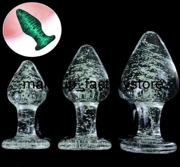 Massagem 10 cm vidro luminoso butt plug anal brinquedos para adultos erótico cristal jóias contas casais dilatadores212t9849609