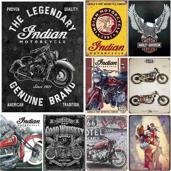 Metallmalerei Vintage Gold Star Motorrad Indische Metallblechschilder Posterplatte Wanddekoration für Zuhause Bars Garage Café Clubs Retro Poster Plakette
