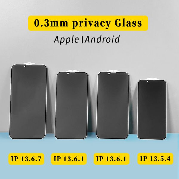 ZK20 2.5D Privacy Anti-Spy-Displayschutz aus gehärtetem Glas für iPhone 15 14 13 12 11 Pro Max XS XR 8 7 6 Samsung S22 S23 Plus A14 A34 A54 A24 A13 A23 A33 A53 A73 Papierpaket