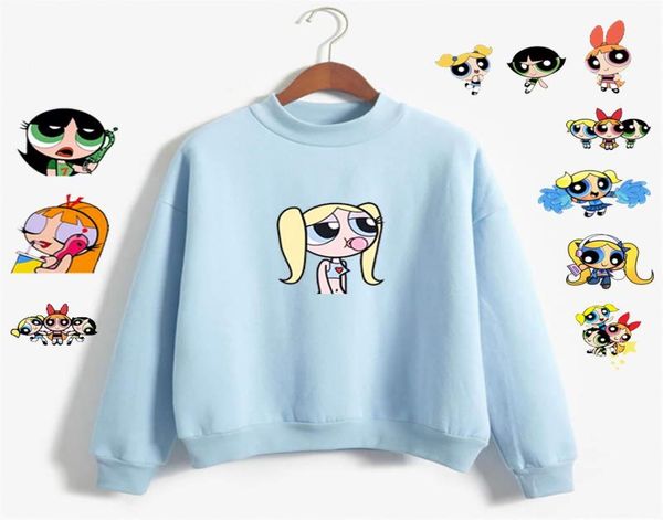 Women039s Hoodies Sweatshirts Süße Mädchen Sweatshirt Kawaii Buttercup Power Puff Harajuku Frauen Hoodie Ulzzang Koreanischen Stil C4853782