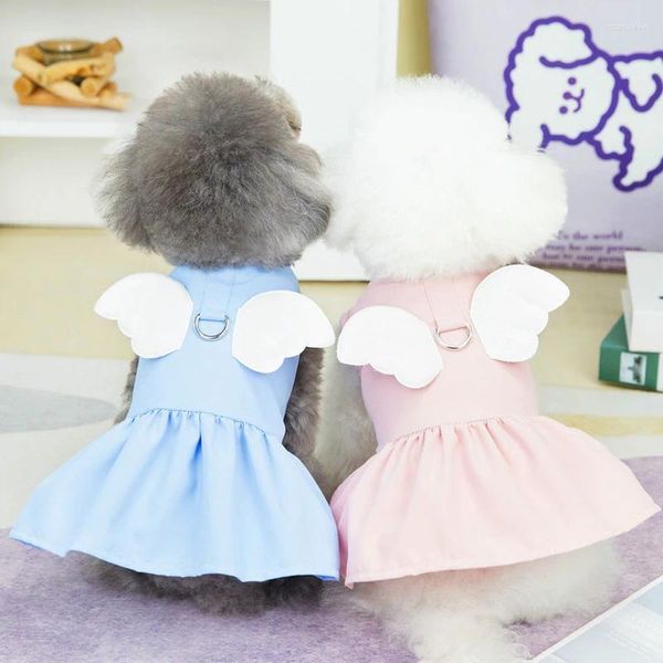 Cão vestuário bonito vestido de animal de estimação boneca colar anjo leve ao ar livre meninas cachorrinho roupas princesa saia suprimentos