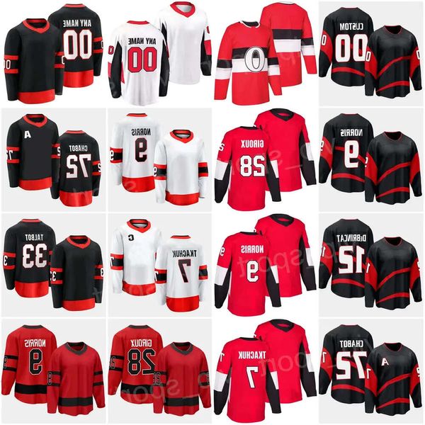 Hockey Ice 2024 Reverse Retro 7 Maglia Brady Tkachuk 12 Alex Debrincat 9 Josh Norris 33 Cam Talbot 28 Claude Giroux 72 Thomas Chabot 28 Conn 98 2 Hig