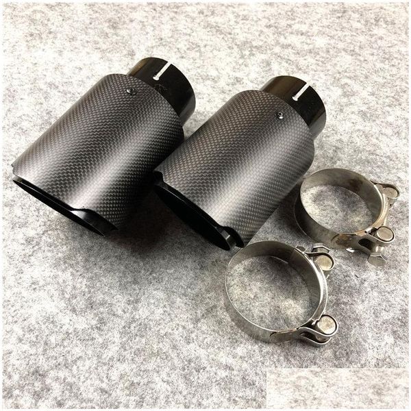 Silenziatore One Piece Fl Fibra di carbonio opaca per Akrapovic Punte di coda di scarico Auto Er Styling Consegna di goccia Automobili Moto Parte auto Otigq