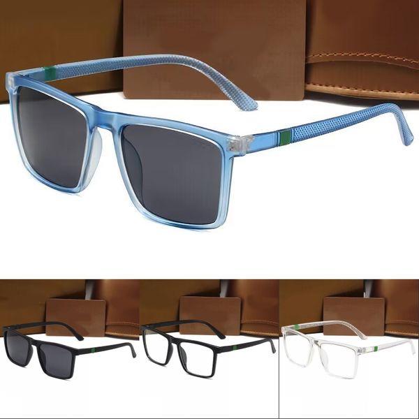 Óculos de sol designer mulher tons quadro quadrado sonnenbrille transparente óculos de sol de luxo para homens elegante carta clássica 6 cores lunette hg096