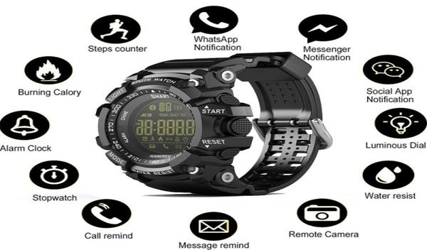 Ex16 relógio inteligente bluetooth à prova dip67 água ip67 relógio de pulso inteligente relogios pedômetro cronômetro esporte pulseira para iphone android telefone w9461701