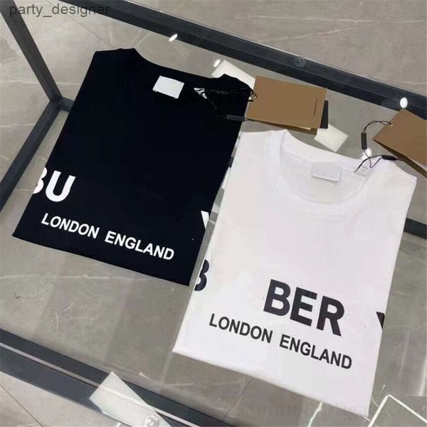 Burberyly Women Boyun Moda Burrerys R Mens Baskı Tasarımcı Siyah Tişörtlü Grafik Mektup Tee Yuvarlak Tshirt Giysileri Beyaz Sho