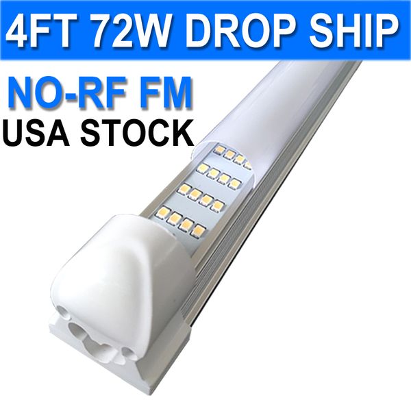 Lampada LED da negozio 72W 4FT, 72000lm 6500K Bianco super brillante, Plafoniera collegabile, Tubolare LED T8 integrato a 4 file per armadietti da banco (confezione da 25) usastock