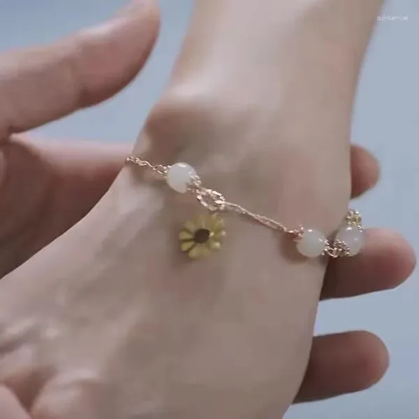 Cazibe bilezikleri düzensiz taklit jade agate ayçiçeği kolye bilezik kadınlar için romantik güneş mücevher yıldönümü hediyesi