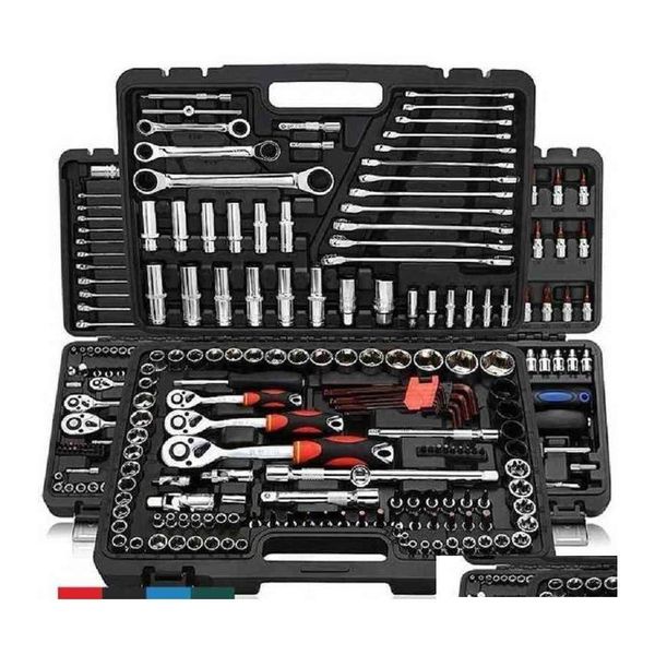 Professionelle Handwerkzeugsätze Auto DVR 46 stücke Reparatur Kit Schraubenschlüssel Set Kopf Ratsche Sperrklinke Steckschlüssel Schraubendreher Metallbearbeitung H220510 Drop Otfvy