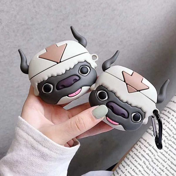 Handyhüllen Cartoon Caw Anime Avatar Appa Silikon Protect Antishock Cover für Airpods1 2 Pro Ladehülle mit Karabiner für Airpods 3rd