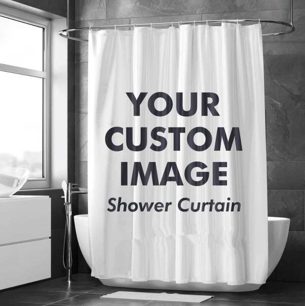 Cortinas de ducha Cortina de ducha personalizada Cortinas impermeables para baño Foto personalizada Decoración de baño de poliéster con ganchos POD Dropshipping Personalizar