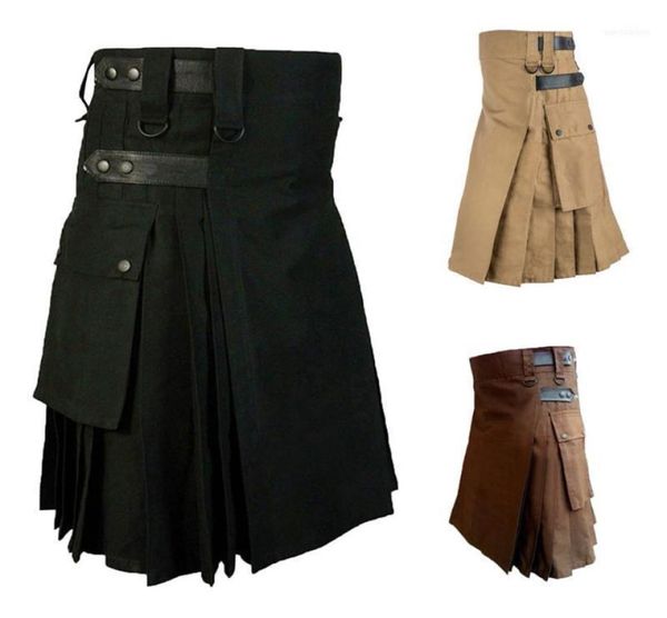 Herren Vintage Kilt Schottland Gothic Kendo Taschenröcke Anpassbare Hosen Schottische Kleidung Faltenrock Hosen Rock16803758