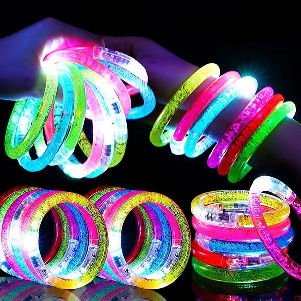 15/30 LED pulseiras luminosas neon pulseiras luminosas pulseiras luminosas luz noturna suprimentos para festas 240124