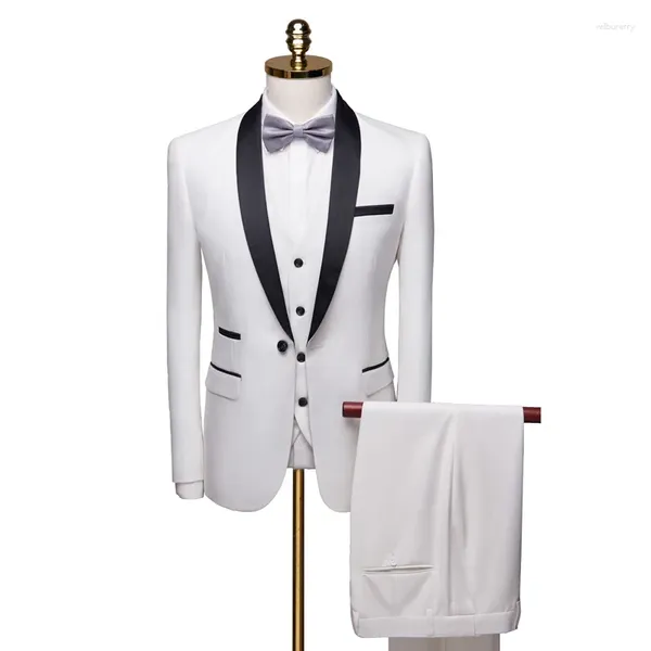 Ternos masculinos de negócios e lazer conjunto de terno de casamento emcee traje formal salão de grandes dimensões três peças