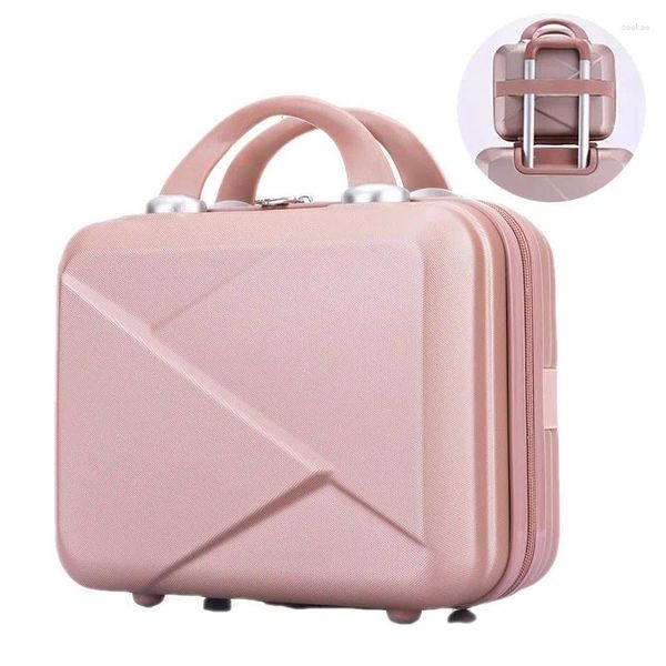 Kosmetiktaschen 14 Zoll Tragbare Handheld Kleine Reisegepäckbox Für Frauen Make-Up Aufbewahrungskoffer Weibliche Große Kapazität Organizer Fall