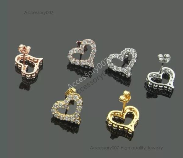 Designer-Schmuck-Ohrring, wasserdicht, Luxus-Diamant-Herz-Ohrstecker, Markenlogo, T-Gravur, Schmuck, Damen-Ohrstecker, klassische Design-Ohrringe, elegante Frauen lieben Ohrringe