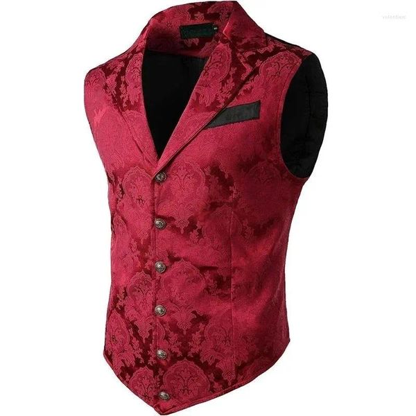 Coletes masculinos Mens Victorian Terno Colete Steampunk Gótico Colete Casual Halloween Stage Performance Traje