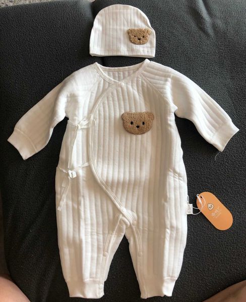 Tonpers bebek tulumları ile şapka pamuklu yürümeye başlayan çocuk kızlar için kızlar uzun kollu bebek onesies yumuşak nefes alabilen tek parçalı pijamalar