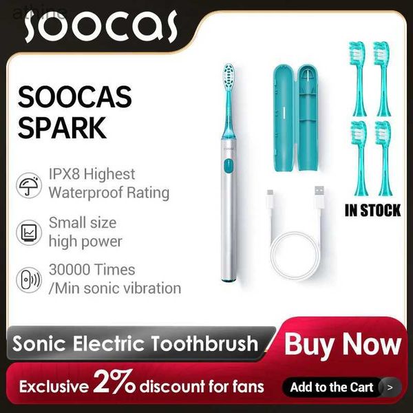Cabeças de substituição de escovas de dentes elétricas SOOCAS Spark Sonic escova de dentes inteligente limpeza ultrassônica escova de dentes com cabeça portátil YQ240124