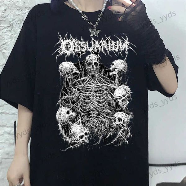 Herren T-Shirts Herren Damen T-Shirt Gothic Ästhetische Kleidung Totenkopf Print T-Shirt Punk Dark Streetwear T-Shirt Tops Harajuku Y2k Man Tees Kleidung T240124