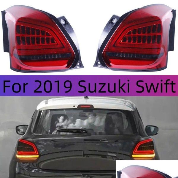 Luzes traseiras do carro estilo para 20 19 Suzuki Swift Conjunto de luz traseira LED Running Light Streamer Turn Signal Brake Reverse Lamp Drop Deliv Ot7Jz