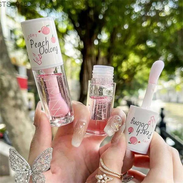 Lipgloss, Pfirsichmilch-Honig-Lippenöl, lindert feuchtigkeitsspendenden Lipgloss, lässt Lippenlinien verblassen, Wasser, helle Lippen, großer Bürstenkopf, pralleres Lippen-Make-up