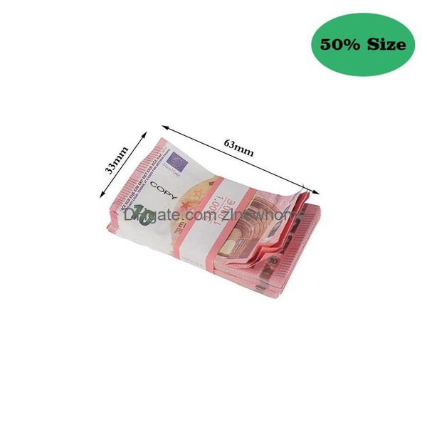 Andere festliche Partyartikel 50 % Größe Aged Prop Money Toy Party Games Copy 10 20 50 100 Fake Notes Faux Billet Euro Play Collection Dhwbp