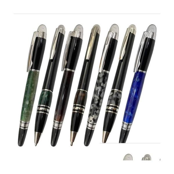 Canetas esferográficas Atacado 5A Cristal em Top Rollerball Gel Preto e Sier Círculo E M Roller Ball Pen com Número de Série Drop Delivery O Otmyc